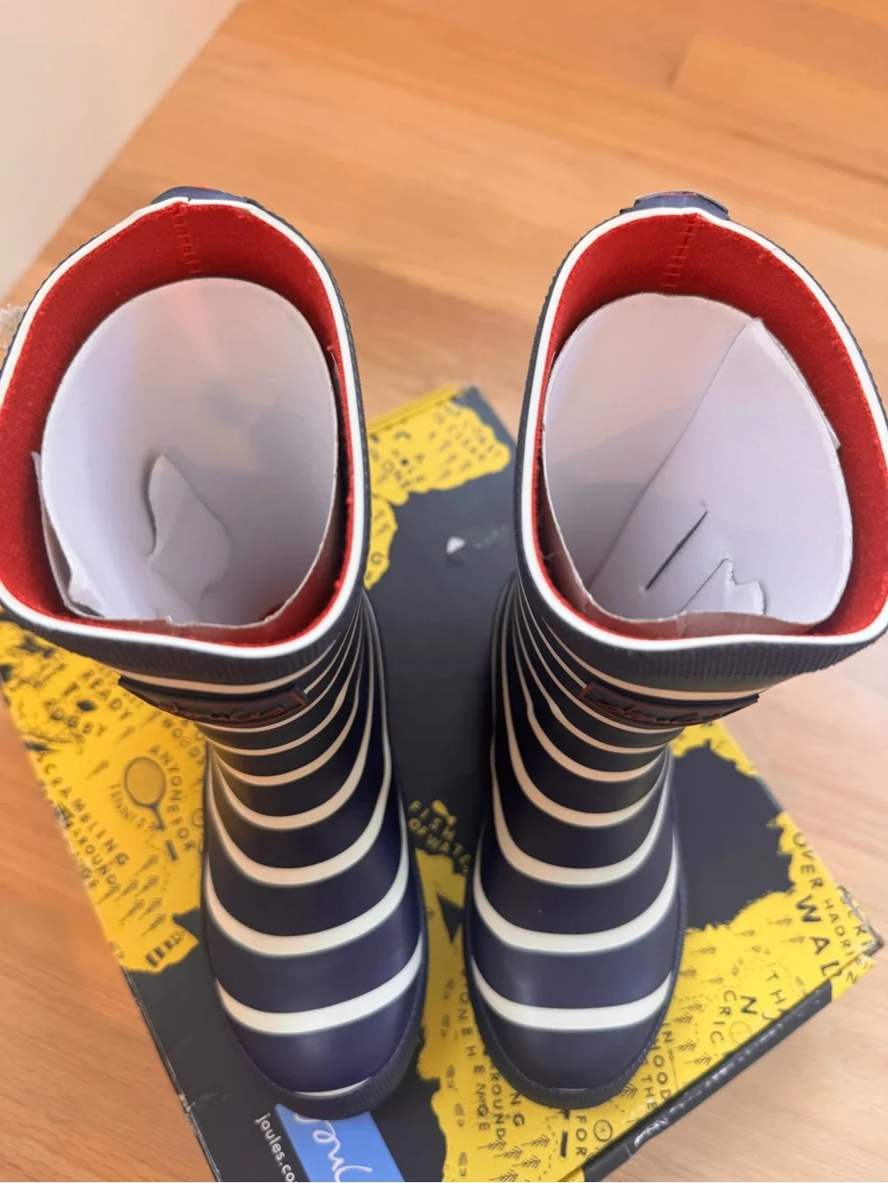 NWT - Joules Navy and White Striped Kids Rain Boots (size 12 - kids)